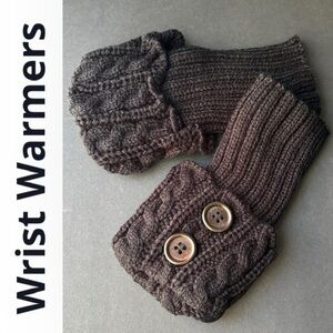 Black Cozy Knit Wrist Warmers with Buttons